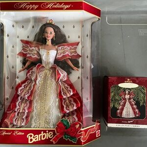 Vintage 1997 Holiday Barbie and Matching Hallmark Ornament